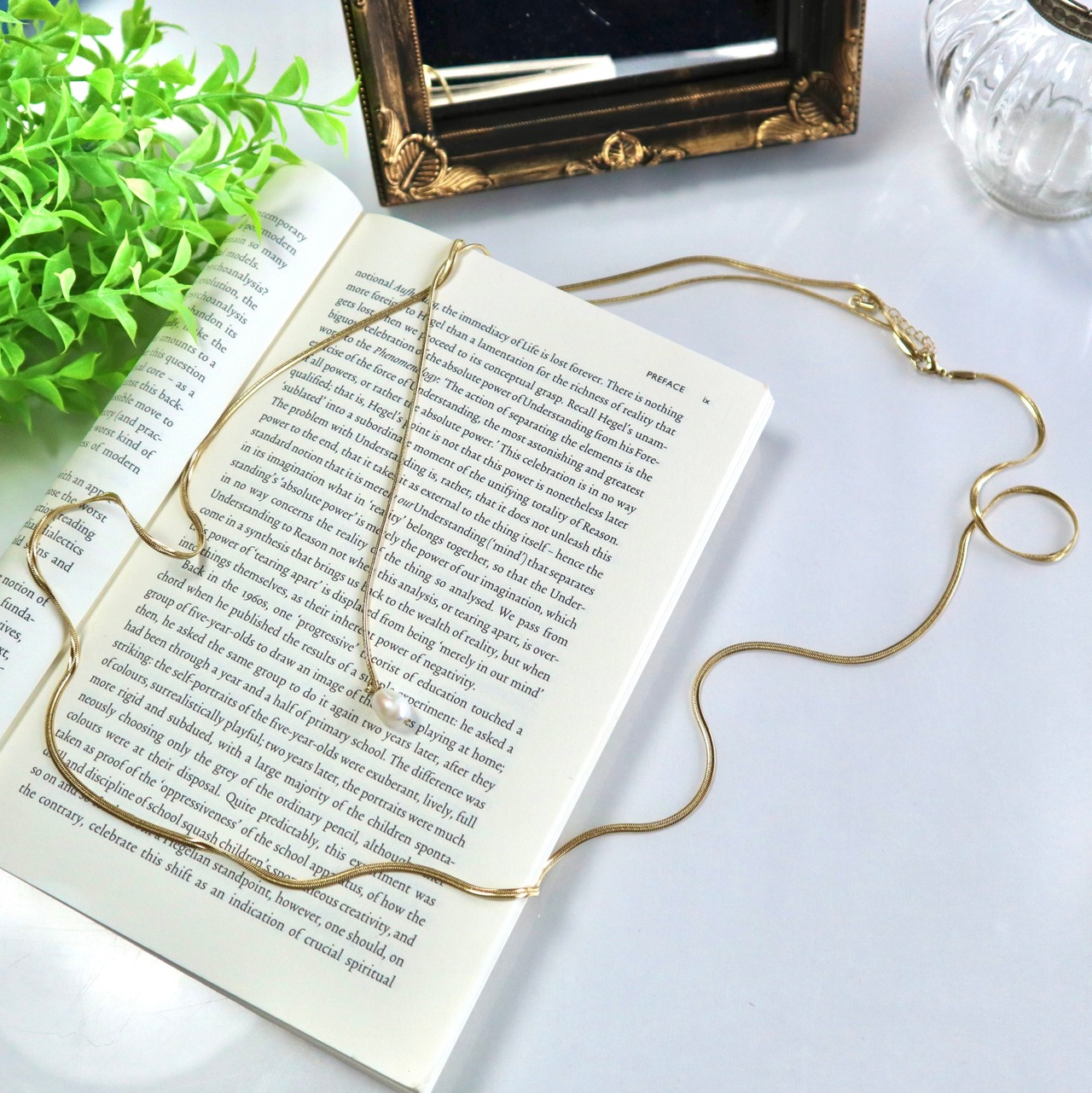 189N　ステンレス淡水パールロングネックレス　★　京本大我さん着用