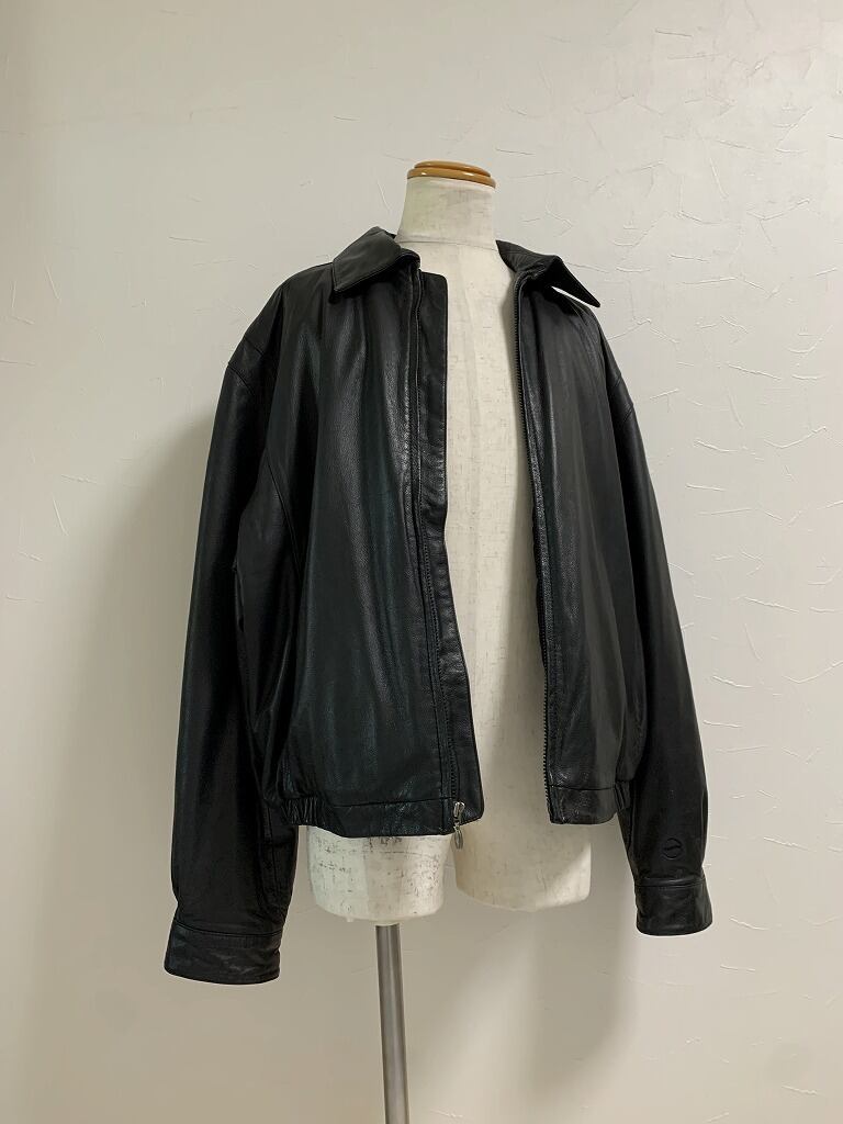 1990's Solid Color Leather Zip-Up Jacket