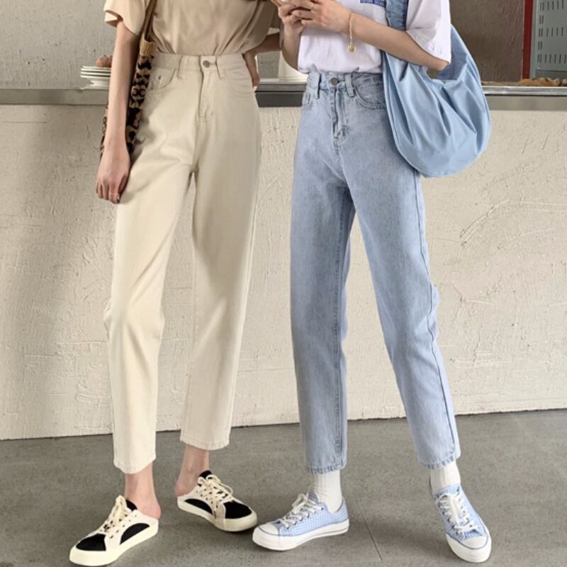 オータムスタイルハイウェストカジュアルルーズジーンズ パンツ レッド 秋物 萌量不足11648336773