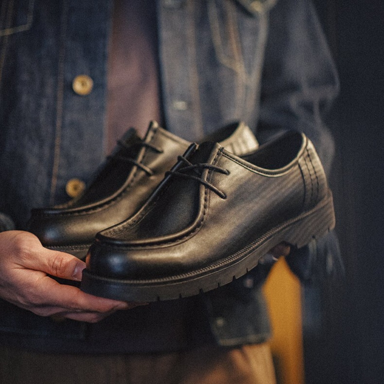 Black Lace-Up Loafer Shoes / ブラック レースアップ ローファー シューズ