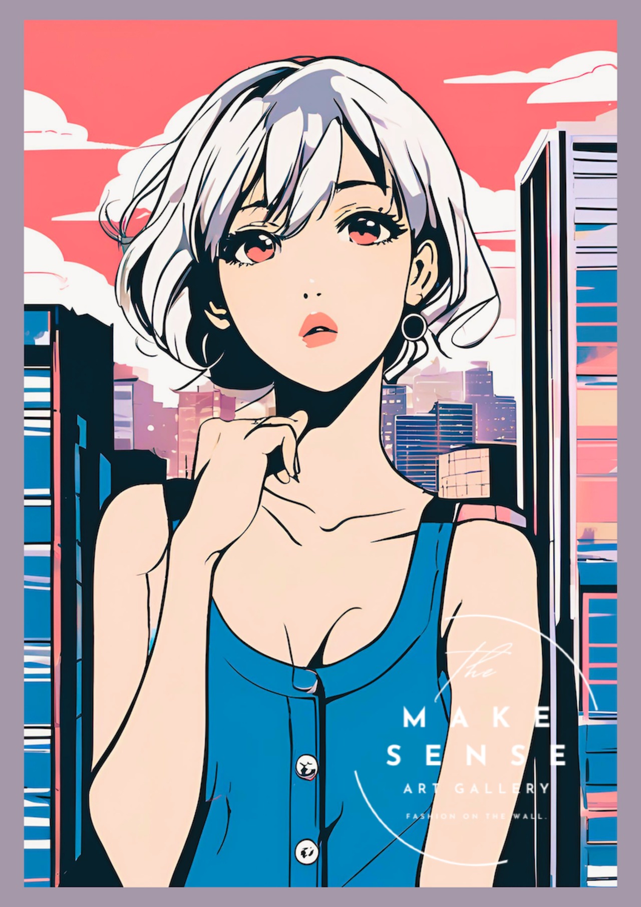 Bob Girl ⅳ｜レトロで可愛い女の子を描いたファンシーアートポスター｜おしゃれ部屋をつくる人気デザイン｜ギフトにも最適｜日本製A4ポスター