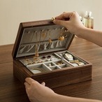 木のジュエリーボックス ジュエリーボックス ２層 ２カラーアクセサリーボックス アクセサリー収納 ブレスレット リング ピアス ネックレス イヤリング 木製 卓上収納 北欧 木製家具