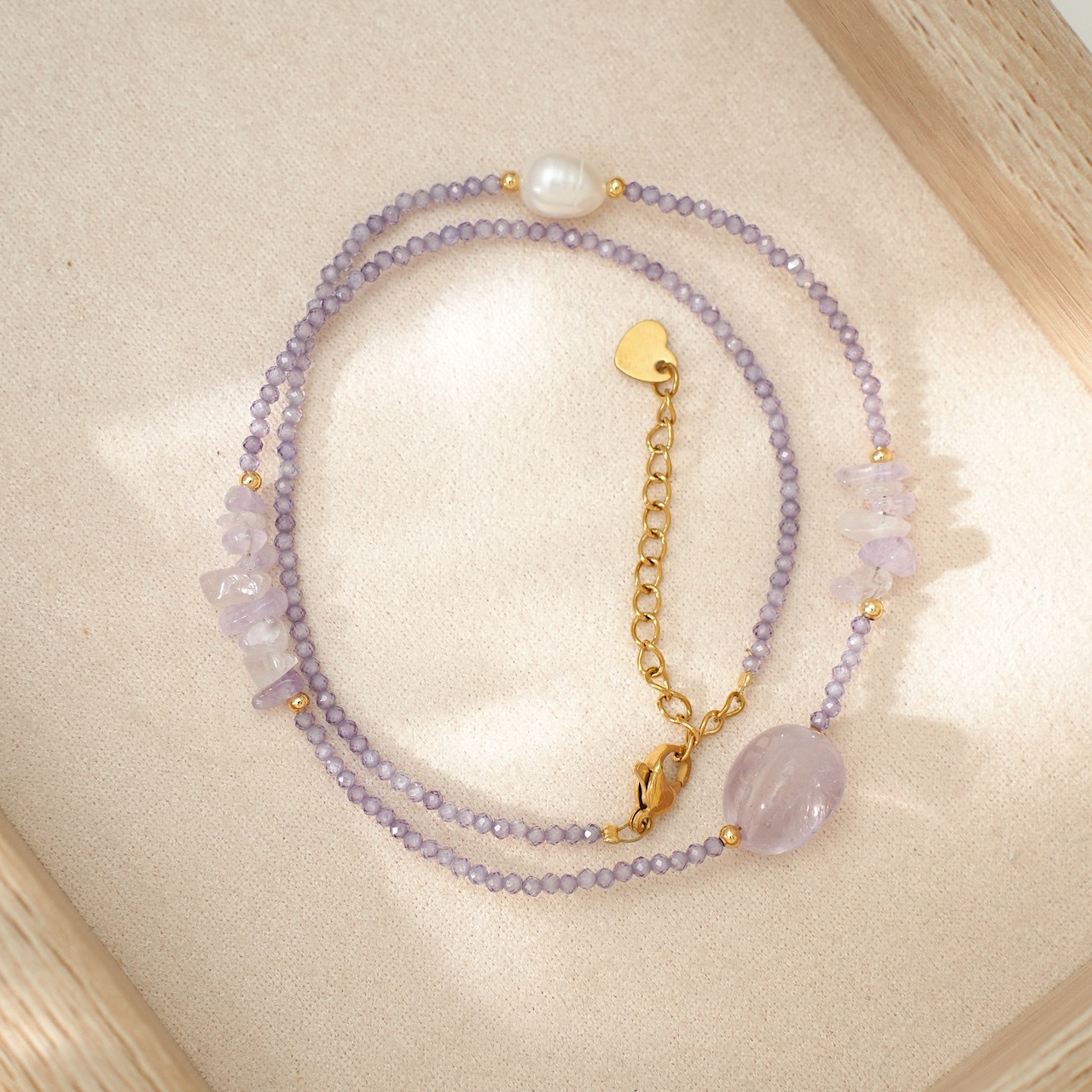 ハンドメイド クリスタル 2連 レイヤード ネックレス - 3