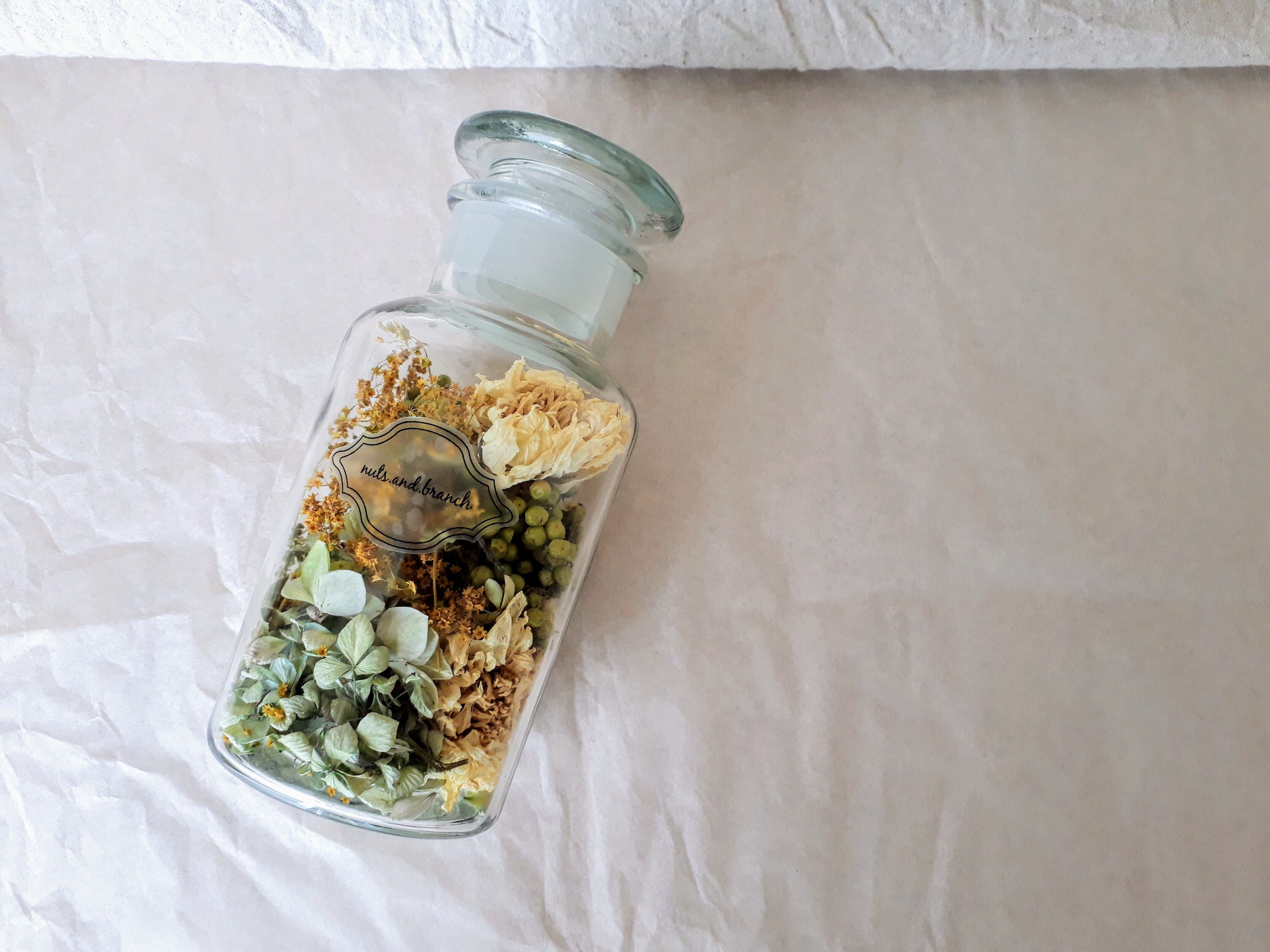 ドライフラワー瓶詰めアレンジ 黄色系 喫茶branch Nuts And Branch
