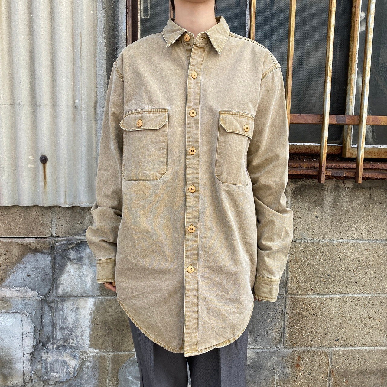 Patagonia パタゴニア コットン シャツ メンズL 古着 茶色【長袖シャツ 