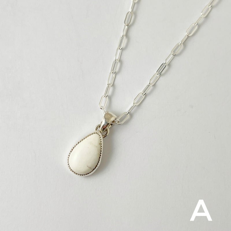 Indian Jewelry 》ホワイトバッファロー シンプル ドロップ ネックレス