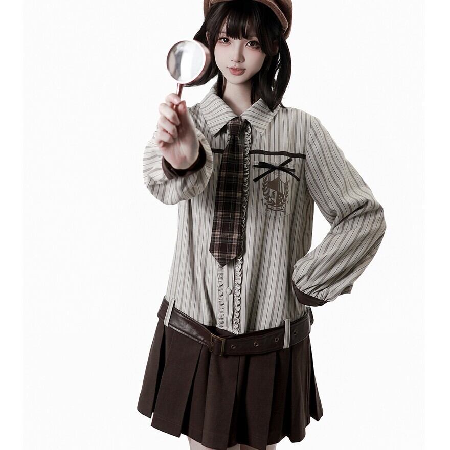 ワンタッチ装着 チェック柄スチームパンクネクタイ｜王子系ロリィタ