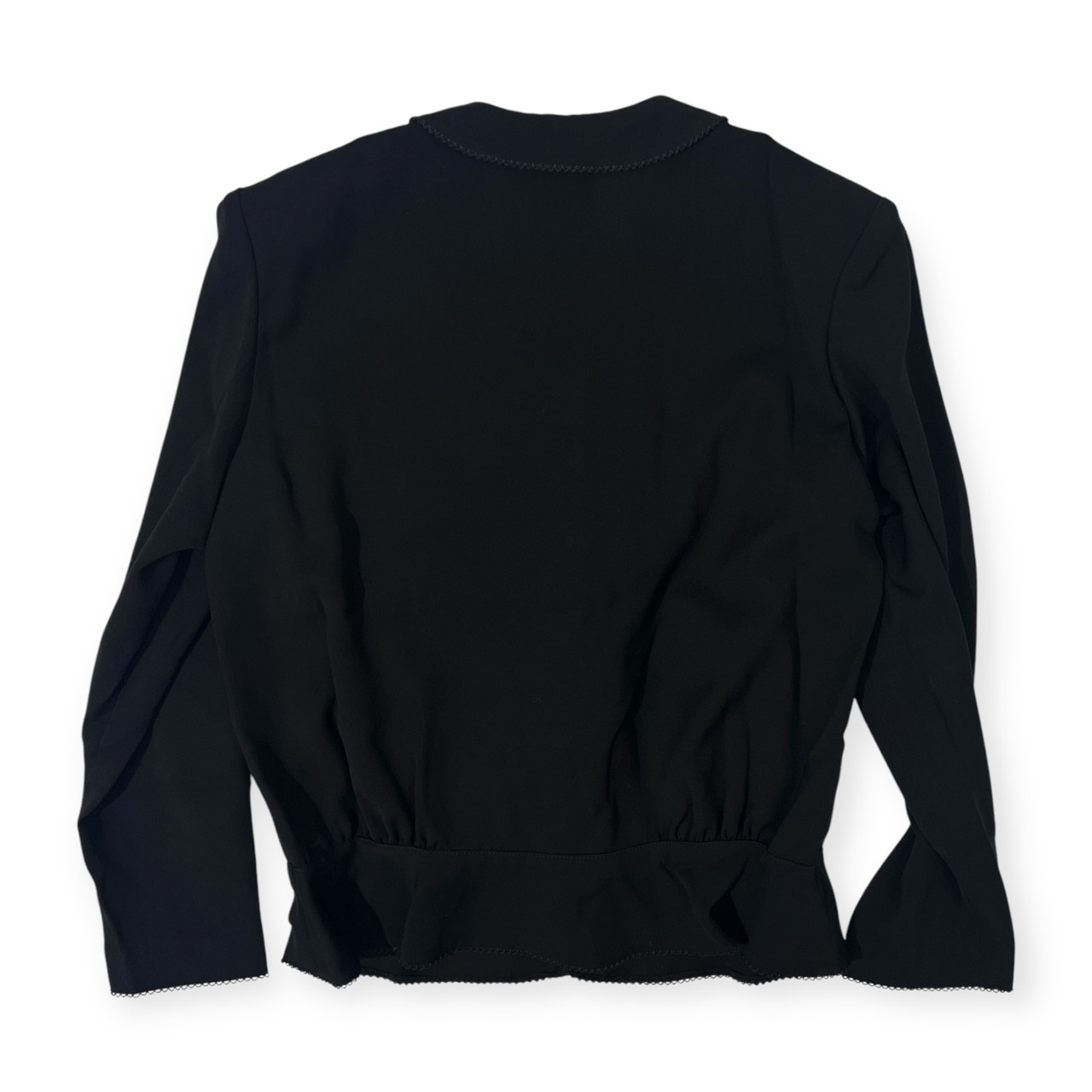 美品 KANEKO ISAO カネコイサオ リボン デザイン セットアップ ブラウス シャツ ジャケット フレアスカート /黒 ブラック/ビンテージ