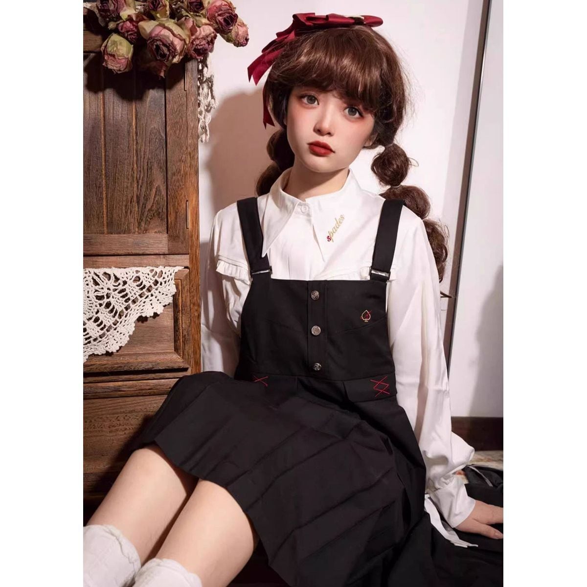 米軍実物 レディース 制服 ジャケット スカート セット 10R 黒曜の礼拝・ボレロ付きクラシカル制服ワンピース：ジャンパースカート