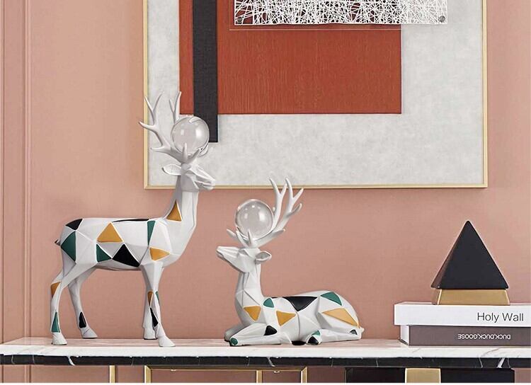 オブジェ 鹿 抽象彫刻 2個セット 置物 オーナメント 装飾品 アート