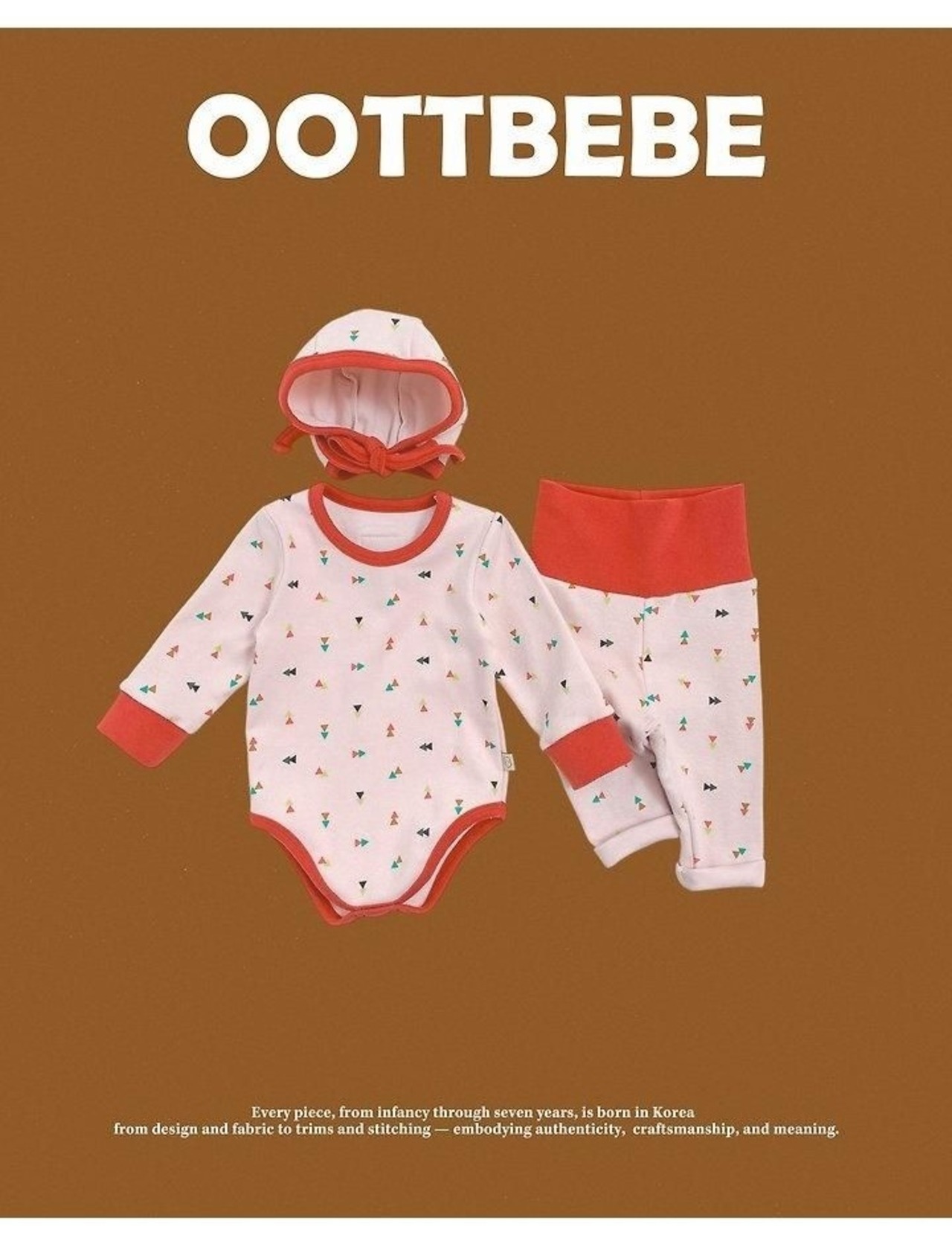 韓国子供服 / 26winter / oottbebe / さんかくしかくベビースーツ(ボンネットセット) / ベビー / 冬服 *S~M*