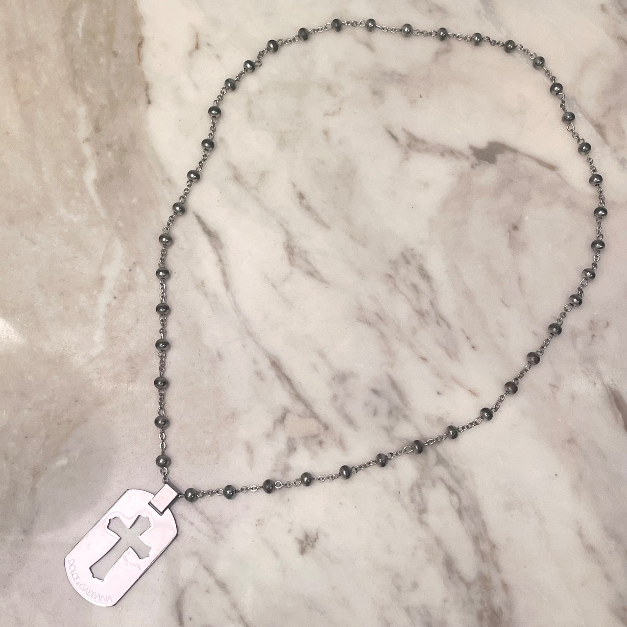 DOLCE&GABBANA metal open cross necklace