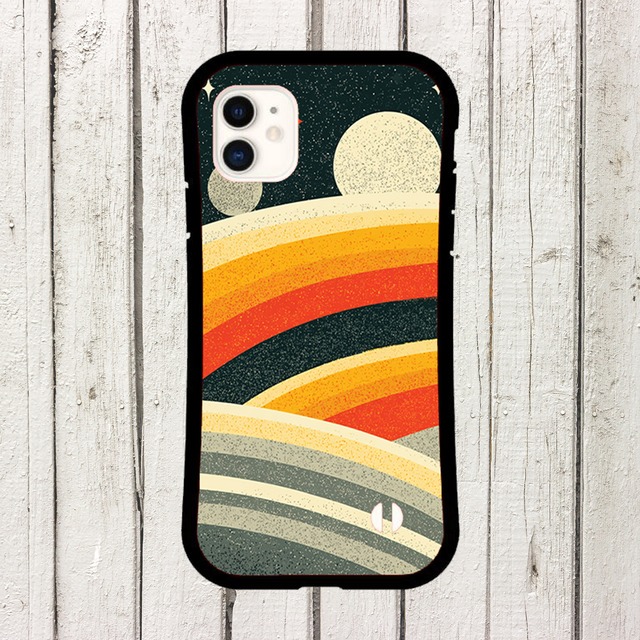 受注生産 iPhoneケース 虹色の惑星リング宇宙柄｜レトロ宇宙 RFSP053B