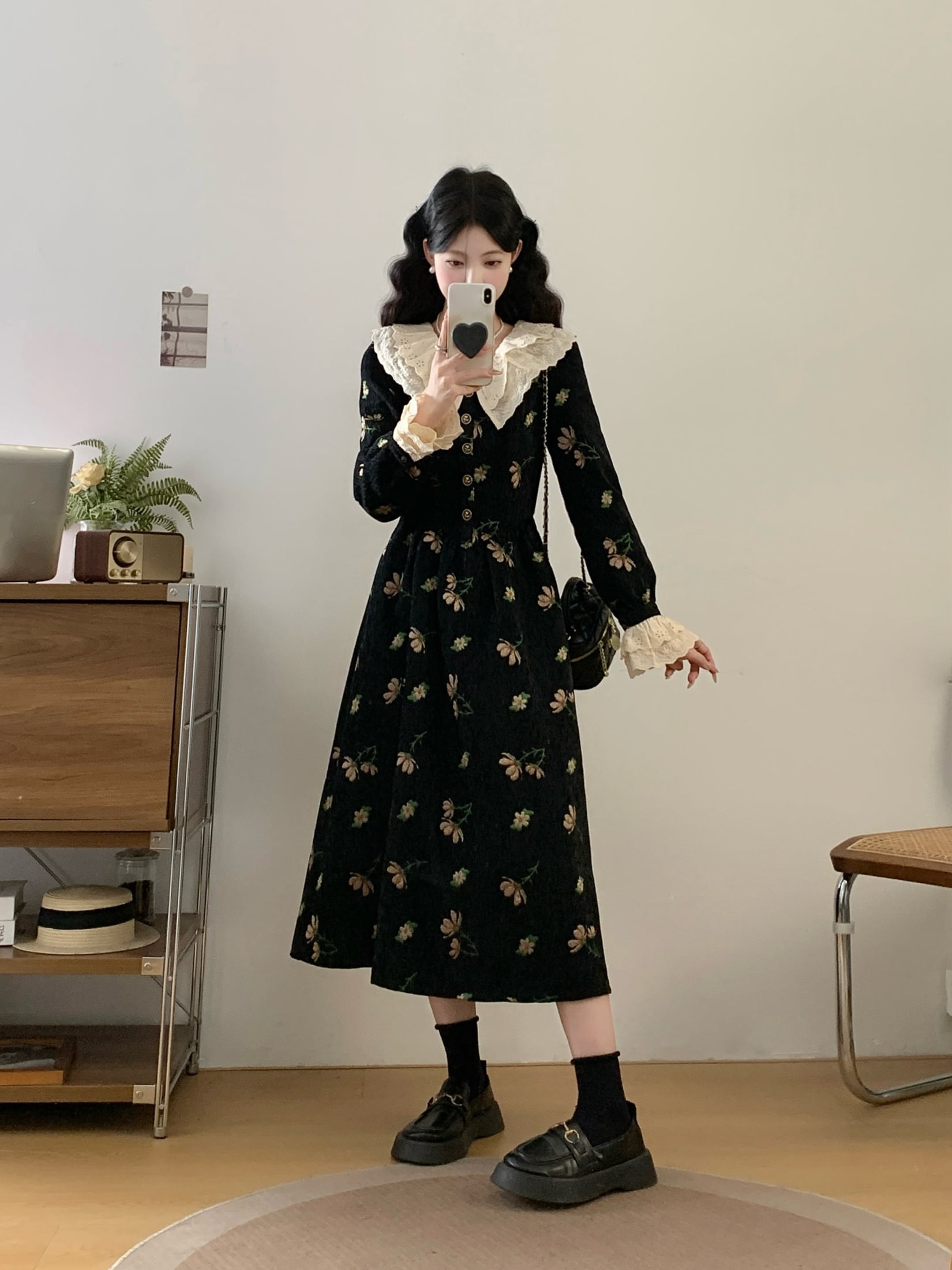 フレンチレトロ花柄ワンピース | udresser