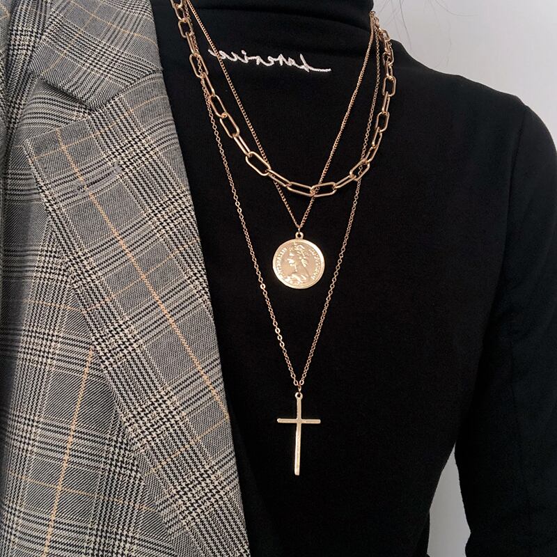 スタンダードネックレス チェーン セーター レッド レトロ レース ヨーロピアン ブラック・アイド・ピーズ57812203065