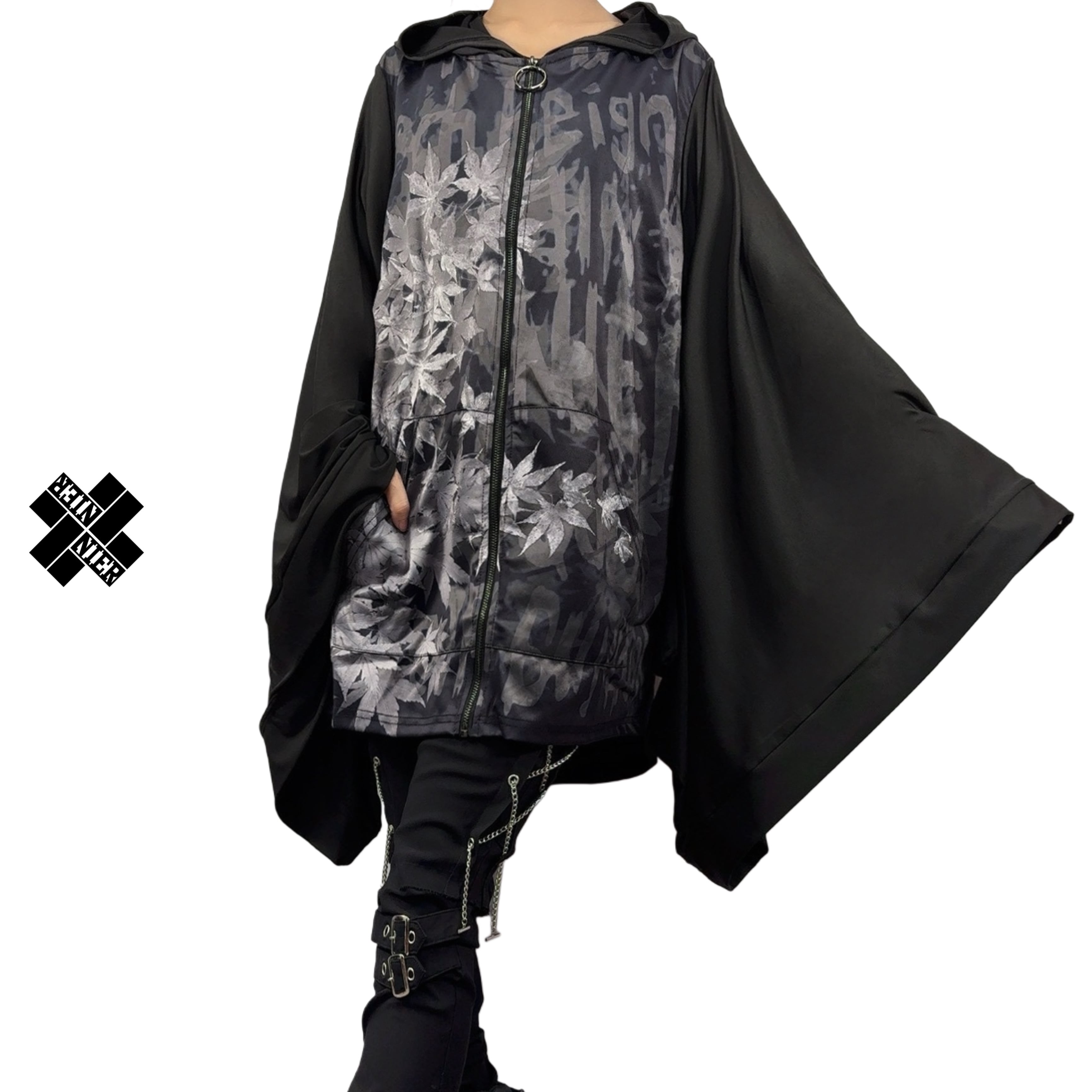着物風袖ZIP OUTER【黒紅葉】 | NIER CLOTHING