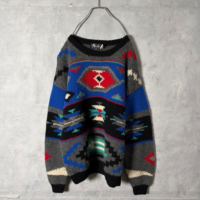 #7282 native pattern SHETLAND WOOL knit