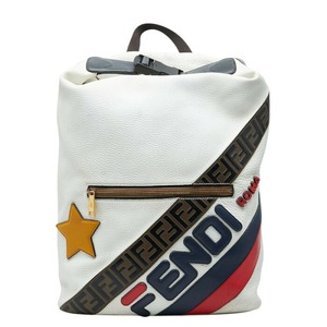 フェンディ × FILA フェンディマニア ズッカ リュック バックパック ホワイト マルチカラー レザー レディース FENDI 【中古】