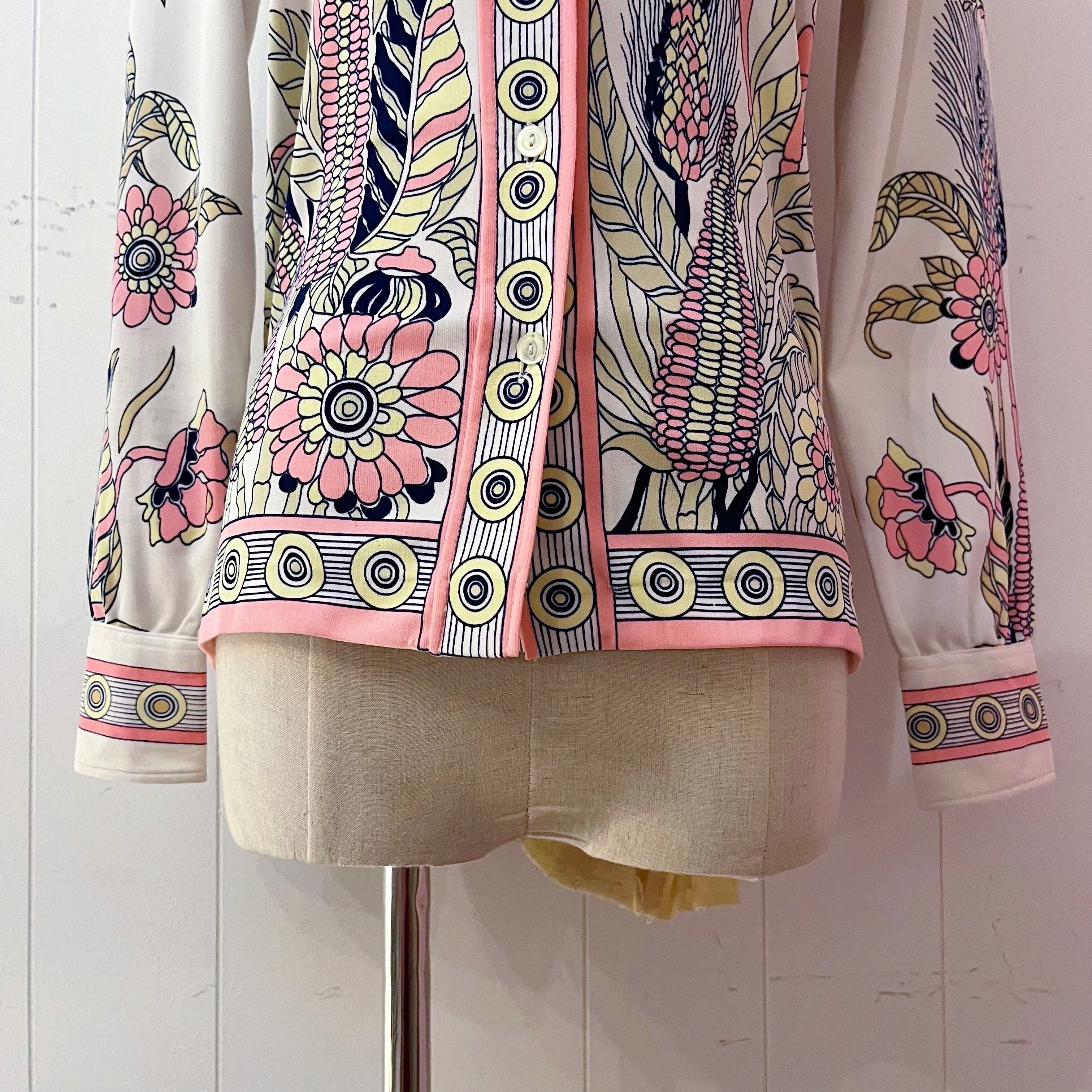 pink yellow botanical blouse