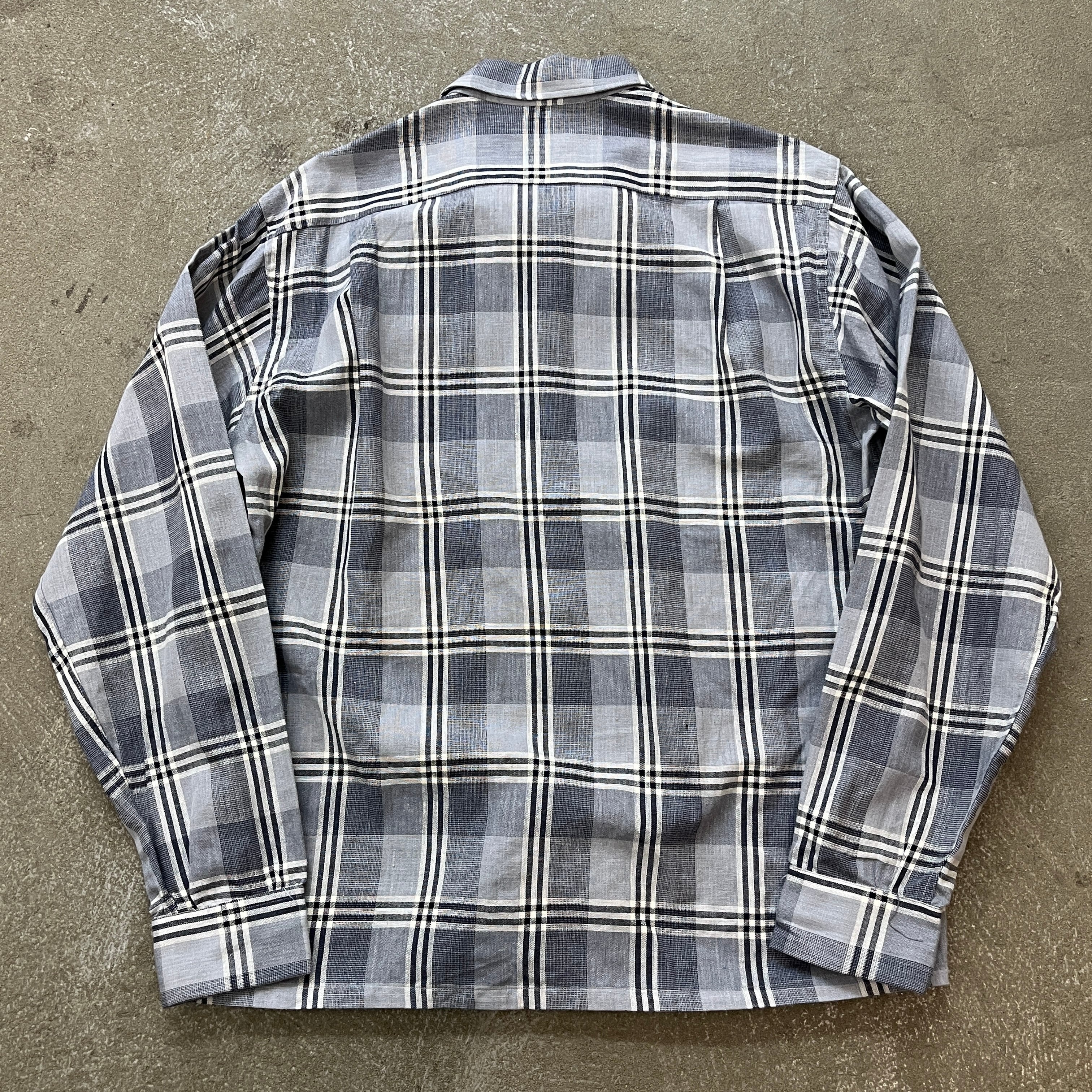 60s Van Heusenオープンカラーシャツ 刺繍 グレー 60s VAN HEUSEN Cotton Shirt 60年代 ヴァンヒューセン コットン