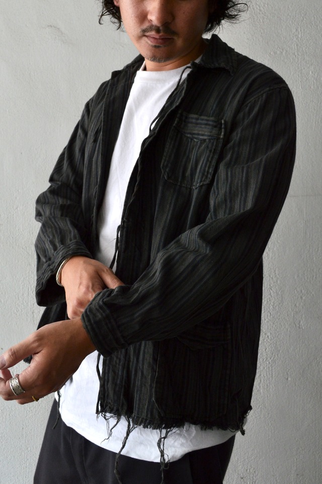 VENTITANK PROJECT Bulgarian Army 1950's-60's Dead Stock Custom Remade & Dyed Sumi Kuro Sleeping Shirt Jacket Type Navy Multi2 ブルガリア軍 スリーピングシャツ ジャケット 50s 黒染め