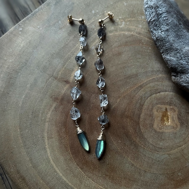 【New】Crystal×Labradorite＊long/14K Goldfilled