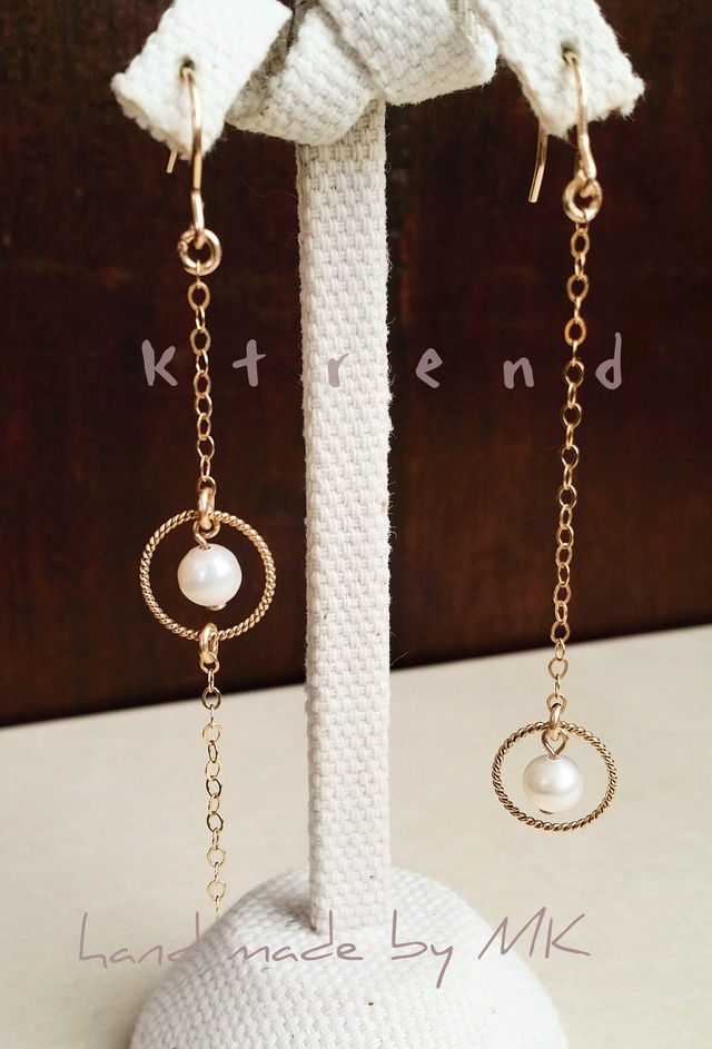 [14kgf]Pearl in a Circle drop ピアス