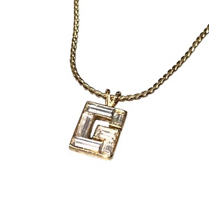 vintage GIVENCHY rectangle " G " pendant metal necklace