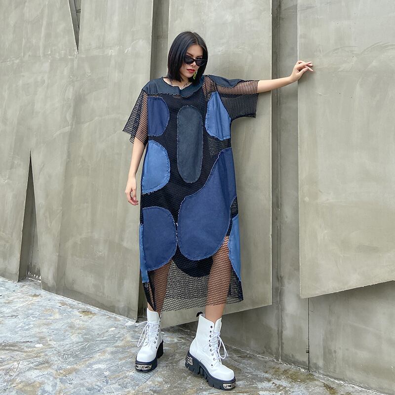 ドレス サマーメッシュスカート レディース 大きめサイズ 夏物 ステッチ ラブタオタオダレンハウス18904629831