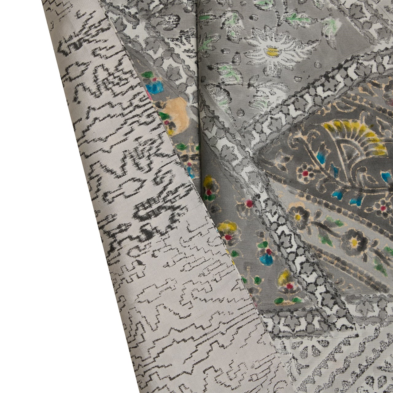 川端美朝 古代印度木版更紗 牛首紬訪問着 袷着物 青山みとも扱【未着