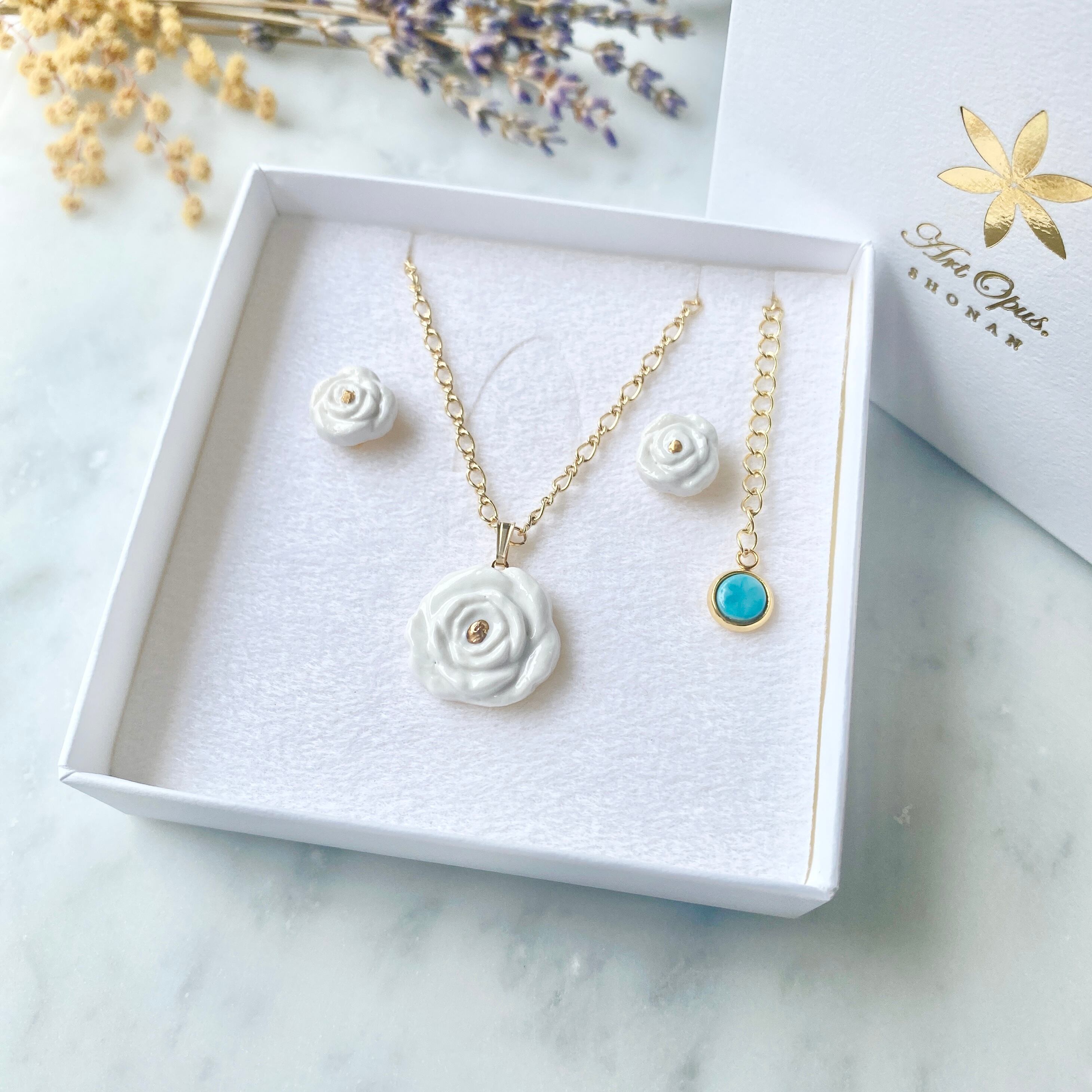 ネックレス ピアス or イヤリング セット Rose / 薔薇 ピンク | 【公式