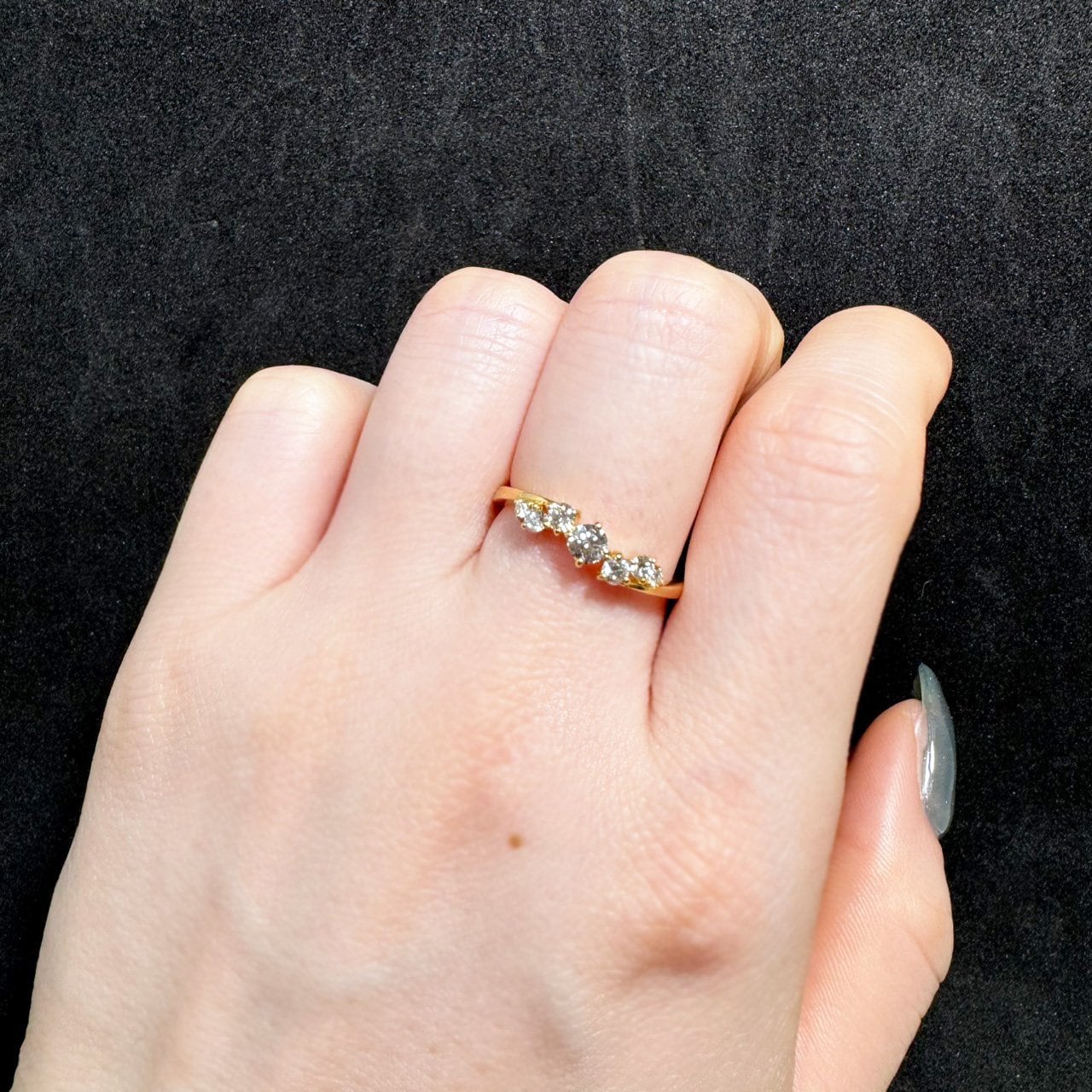 美品k18 ダイヤモンド　グラデーションリング K18YG 0.32ct ランダムグラデーション ダイヤモンドリング | カオキ