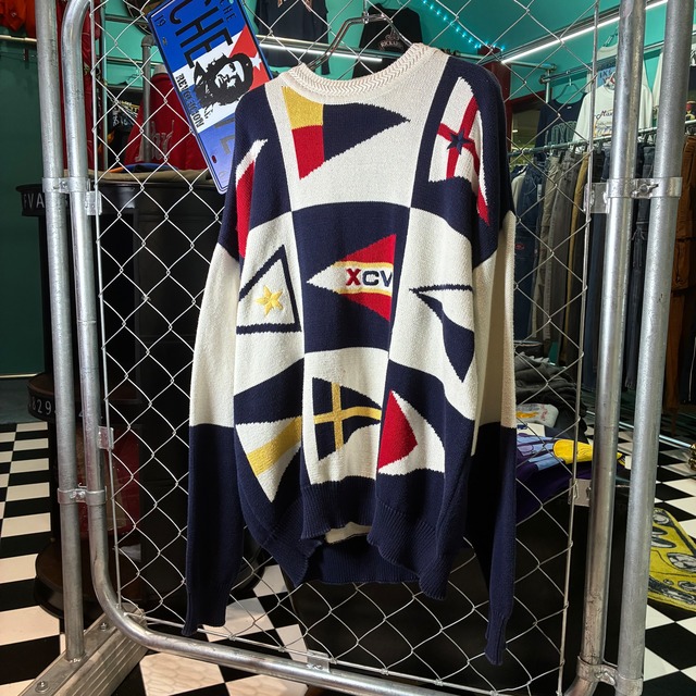 90s NAUTICA セーリングニット　白　L ノーティカ
