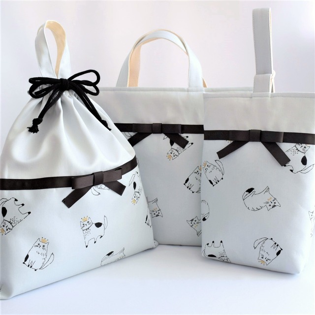 ねこバッグ＊入園入学３点セット【ブルー】