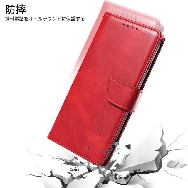 iPhone SE ケース 手帳型 第2世代 第3世代 iPhone8 iPhone7 iPhone se3 スマホケース 携帯カバー レザー 軽量 薄型 耐衝撃 耐摩擦 全面保護 マグネット式 カード収納 スタンド機能 se 4.7インチ対応 (赤, iPhone8 iPhone7 iPhone SE2 iPhone SE3)