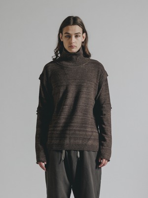 【26AW | MEN】 THE VIRIDI-ANNE ザヴィリディアン / MIX STRIPE TURTLE SWEATER / タートルニット VI403007