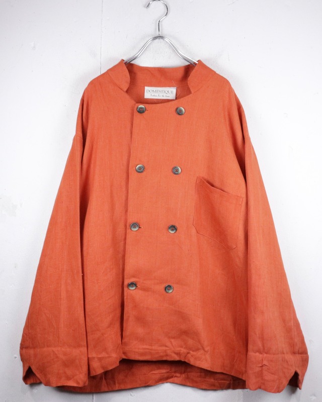 【Caka act2】Vivid Orange Color Vintage Linen Cook Jacket