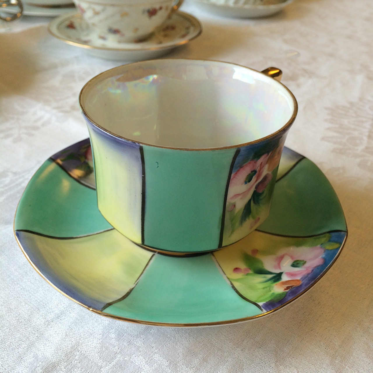 カップ＆ソーサー オールドノリタケ エメラルドグリーン花 11TWSCU-94