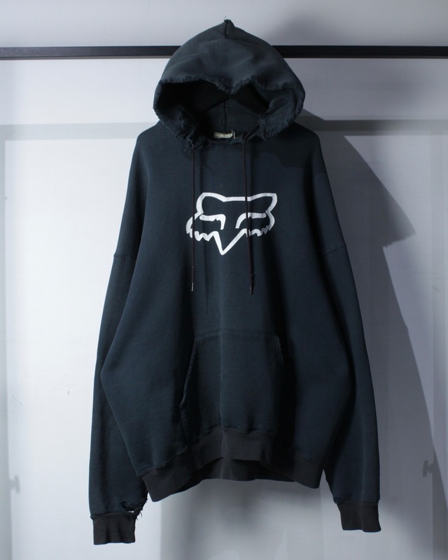 【Caka BLACK】“FOX RACING” Destroy Loose Pullover Hoodie