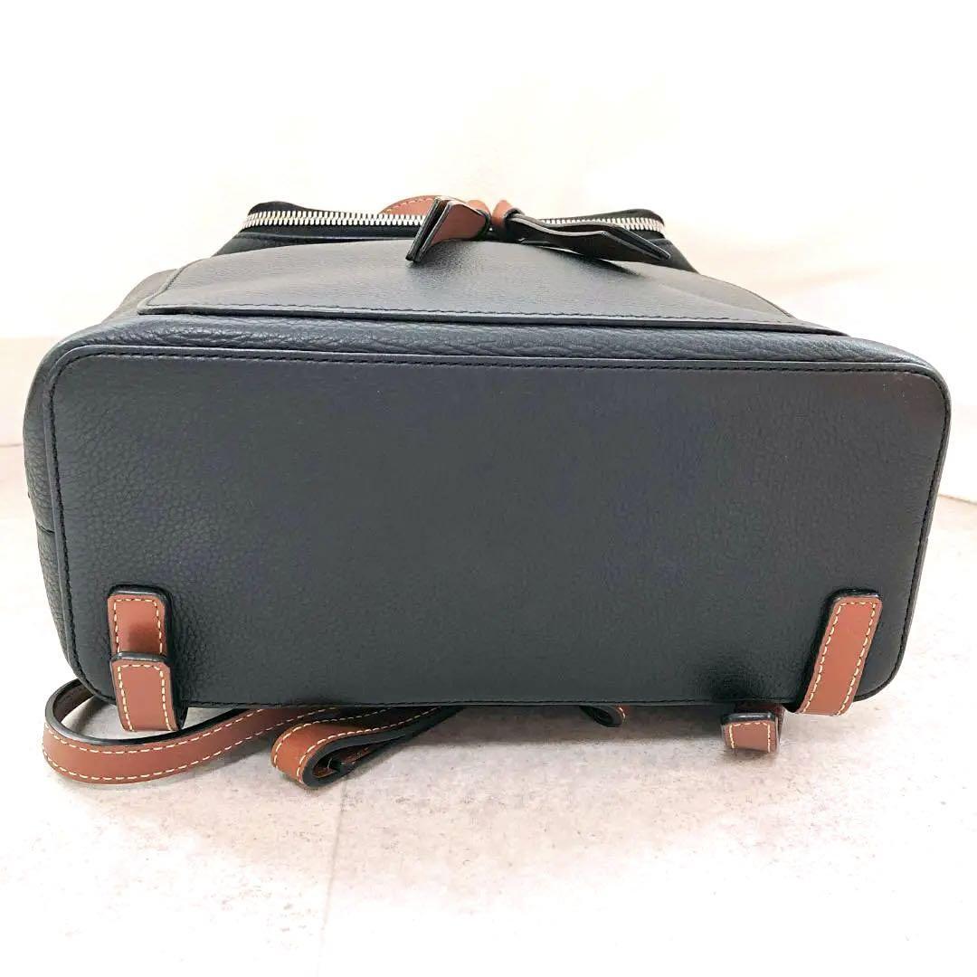 LOEWE レザーバックパック 黒/茶色 超美品】LOEWE レザー バックパック ロエベ リュック ブラック
