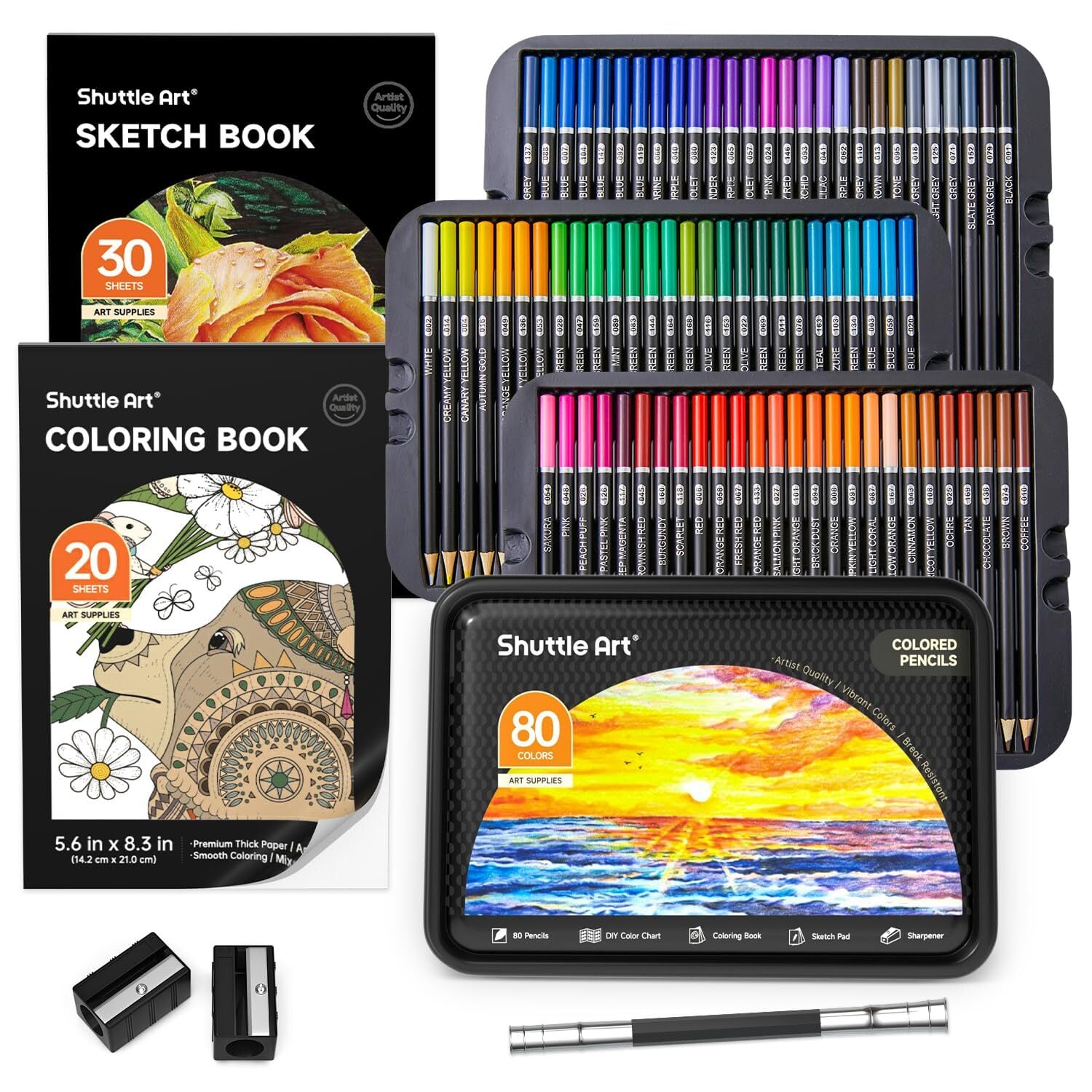 特価商品】Shuttle Art 色鉛筆 80色セット 油性色鉛筆 大人の