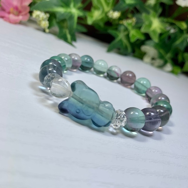 爽やかフローライト~くまちゃん~・デザインブレスレット