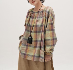 a-line plaid plus size shirt【2025092901】