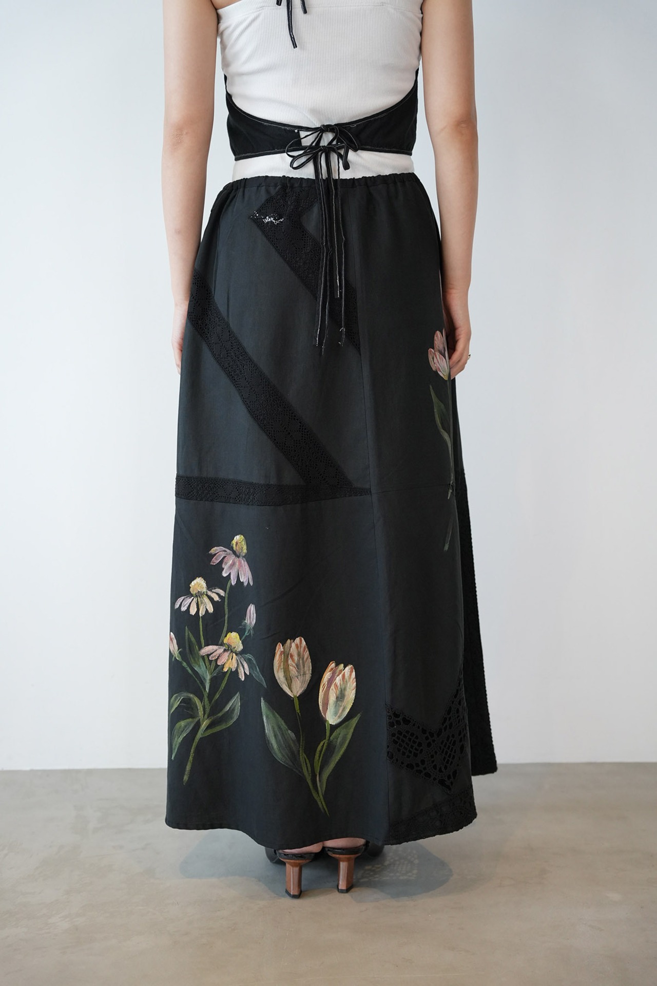 vintage lace skirt purple pansy