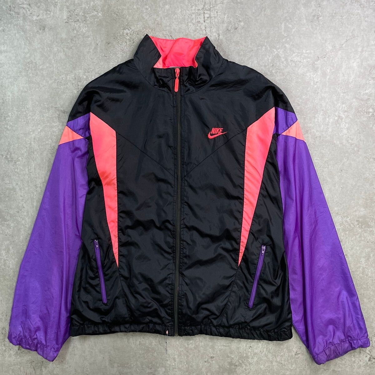 銀タグ NIKE vintage 刺繍ロゴ 90sナイロンパンツ ブラック 90年代 