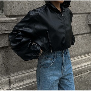 PU Leather Hooded Short Jacket 124429