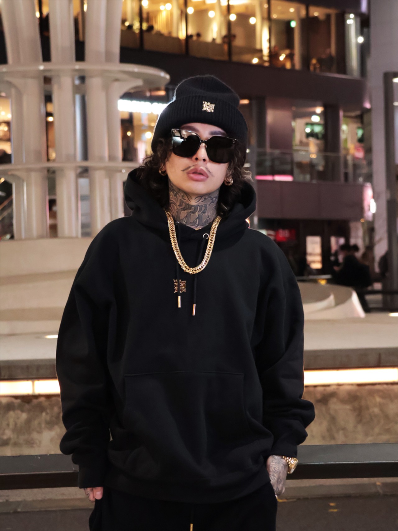 16oz LIMITED TOKYO GANG STYLE PLATE LOGO HOODIE（GOLD）