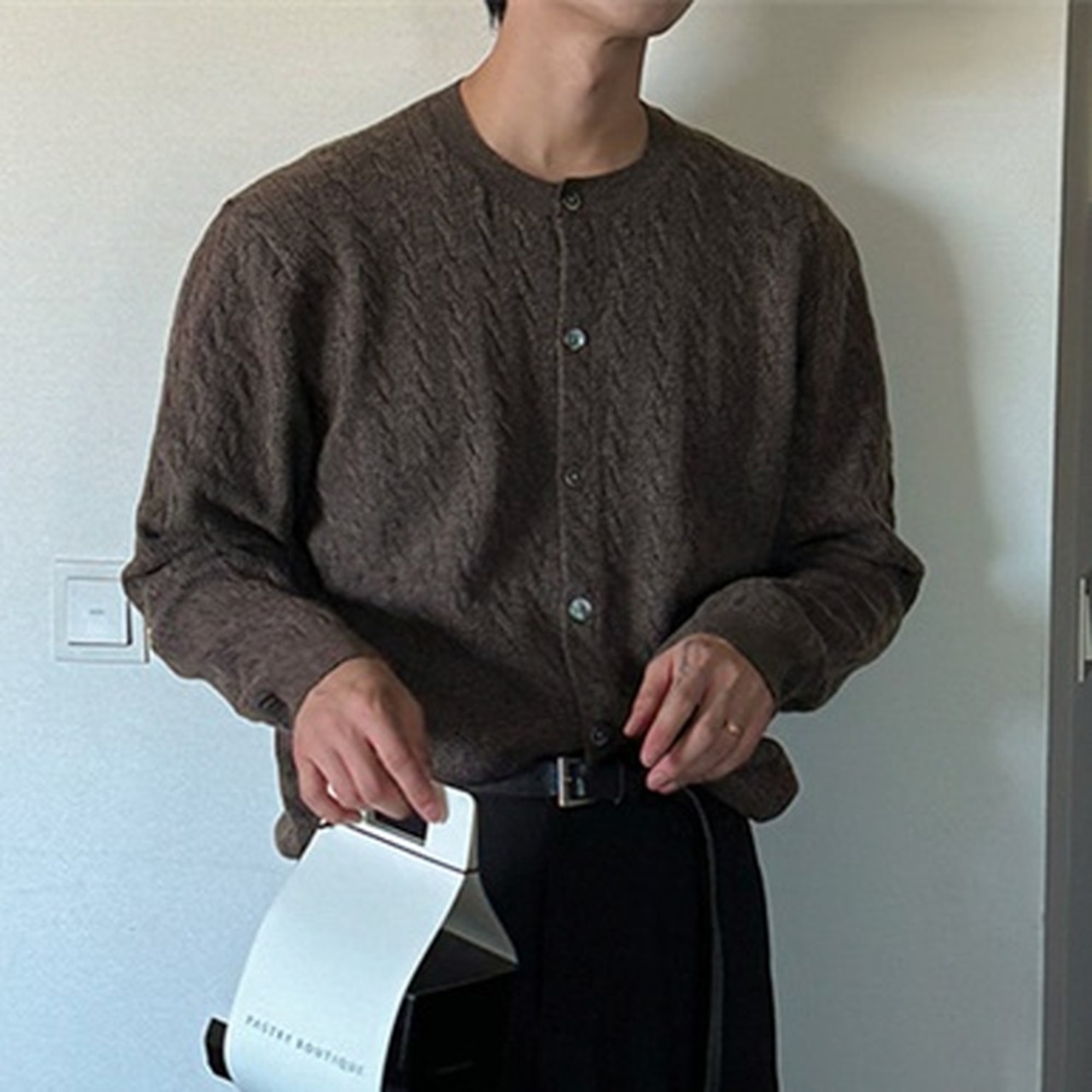 ベーシックシンプルケーブルニットカーディガン　997