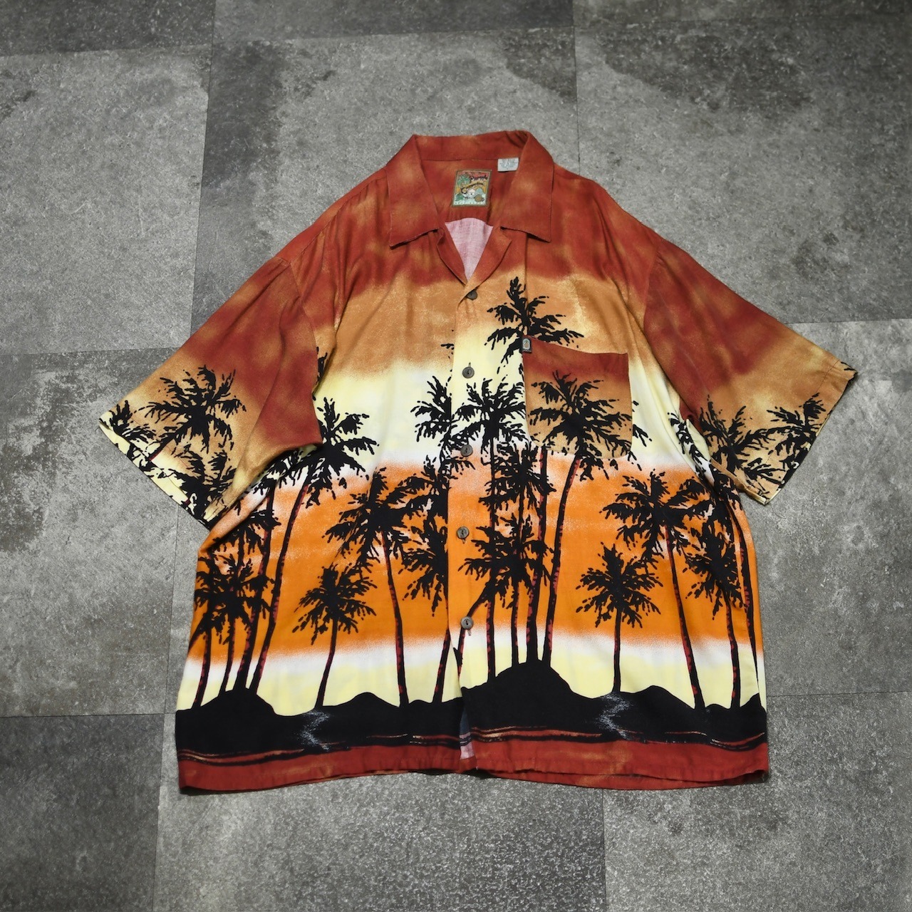 sunset pattern rayon aloha shirt