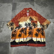 sunset pattern rayon aloha shirt